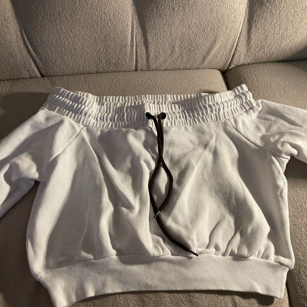 White Off the shoulder long sleeve sweater
